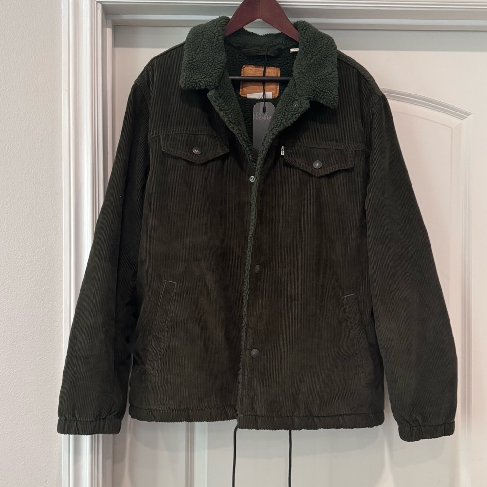 Levi's Dark Green Corduroy Jacket with Sherpa Collar